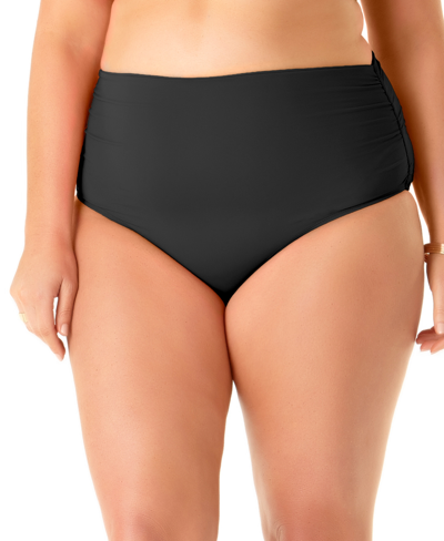 Shop Anne Cole Plus Size High-waist Bikini Bottoms In Black Noire