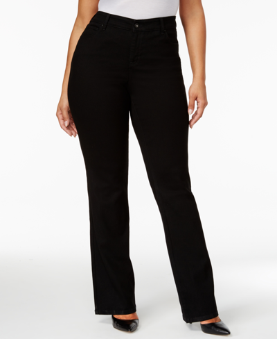 Shop Style & Co Plus & Petite Plus Size Tummy-control Bootcut Jeans, Created For Macy's In Noir