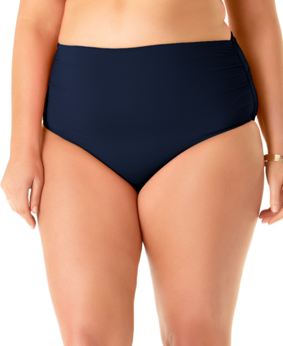Shop Anne Cole Plus Size High-waist Bikini Bottoms In Navy