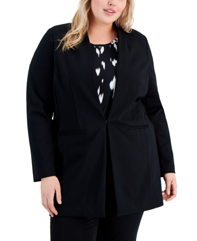 Shop Alfani Plus Size Shawl-collar Jacket, Created For Macy's In Deep Black