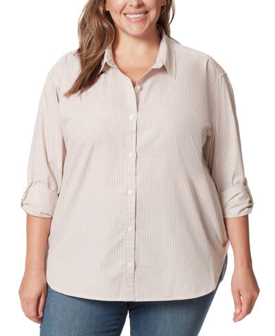 Shop Gloria Vanderbilt Plus Size Amanda Shirt In Buckskin Stripe