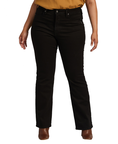 Shop Silver Jeans Co. Plus Size Infinite Fit One Size Fits Three High Rise Bootcut Jeans In Black