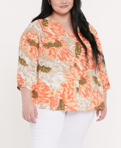 Shop Nydj Plus Size Pintuck Blouse In Avalon