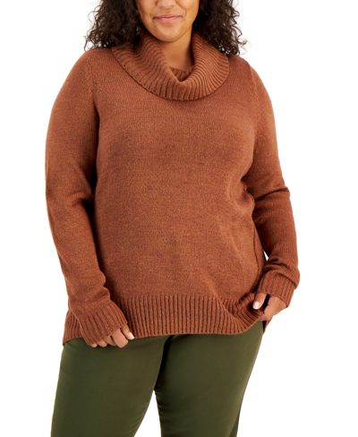Shop Karen Scott Plus Size Cowlneck Sweater, Created For Macy's In Autumn Marl
