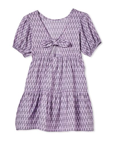 Shop Cotton On Big Girls Thelma Short Sleeve Dress In Dusk Purple Mini Geo