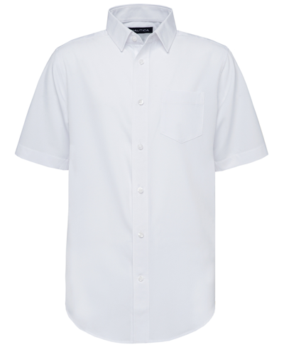 Shop Nautica Big Boys Husky Short Sleeve Performance Woven Shirt In White
