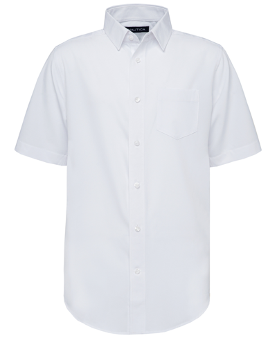 Nautica Big Boys Uniform Short Sleeve Performance Woven Shirt In White