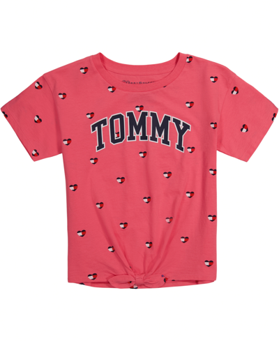 Tommy Hilfiger Big Girls Logo Heart Tie-Front T-shirt