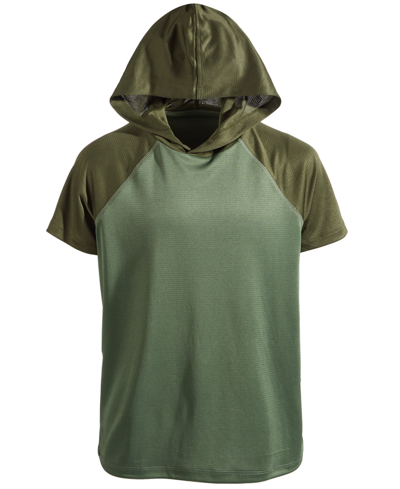 Shop Id Ideology Big Boys Colorblocked Hooded T-shirt, Created For Macy's In Bronze Green