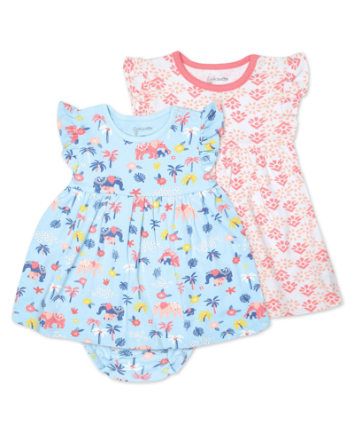 Shop Mac & Moon Baby Girls Elephant And Floral Print Dresses, Pack Of 2 In Blue