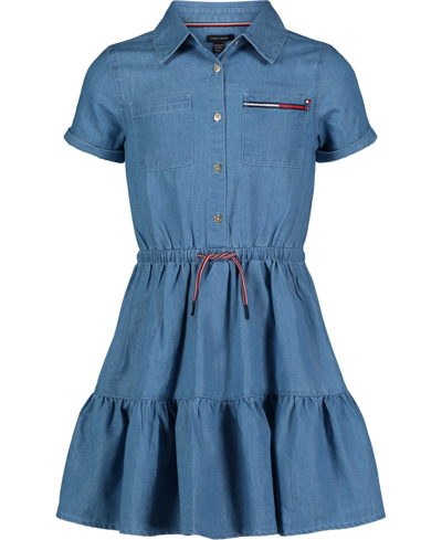 Shop Tommy Hilfiger Big Girls Denim Shirt Dress In Highline Wash