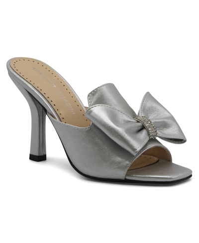 Shop Adrienne Vittadini Women's Gladys Jeweled Dress Sandals Women's Shoes In Silver Tone
