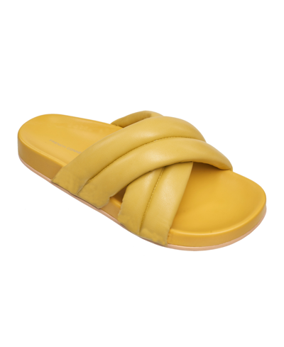 Shop French Connection Women's Hayden Criss-cross Flip Flop Slide Sandals In Yellow