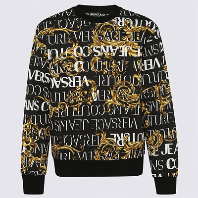 Shop Versace Jeans Couture Black Cotton Sweatshirt In 899 + 948