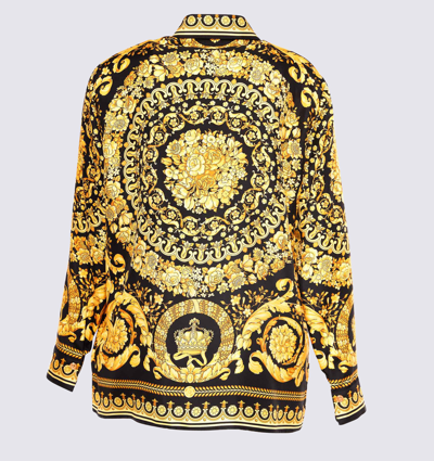 Shop Versace Gold-tone Silk Shirt