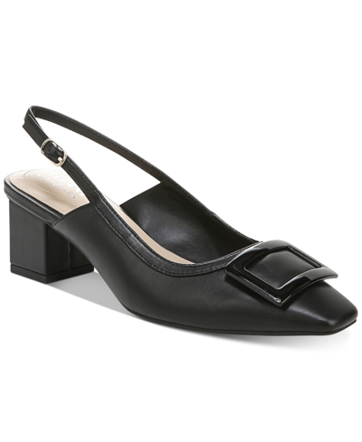 Shop Alfani Women's Cienna Slingback Pumps, Created For Macy's In Black Smooth