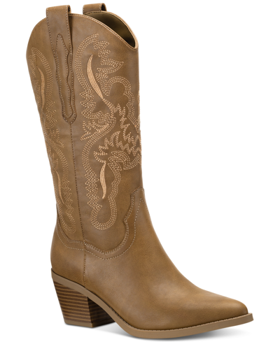 Shop Sun + Stone Women's Bernarrd Cowboy Boots, Created For Macy's In Tan