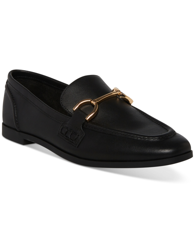 Shop Steve Madden Women's Carrine Bit Tailored Loafers In Black Leather