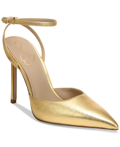 Shop Sam Edelman Women's Avril Two-piece Pumps Women's Shoes In Metallic Gold Mine