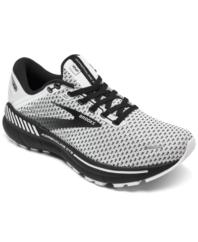Shop Brooks Women's Adrenaline Gts 22 Running Sneakers From Finish Line In White/gray/black