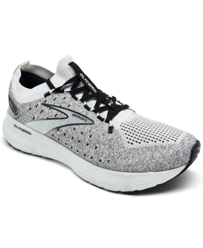 Shop Brooks Men's Glycerin 20 Running Sneakers From Finish Line In White/gray/black