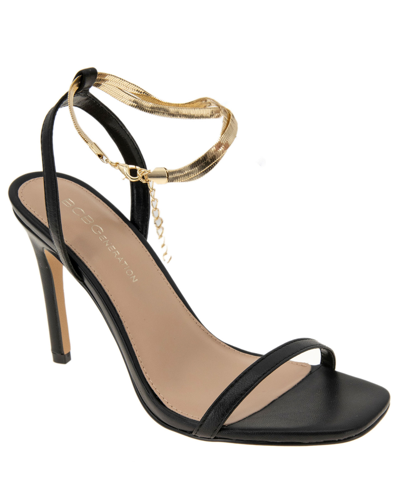 Shop Bcbgeneration Women's Ignot Ankle Chain Sandal In Black Leather