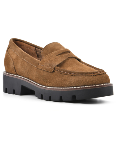 Shop White Mountain Women's Gunner Lug Sole Loafers In Mid Brown