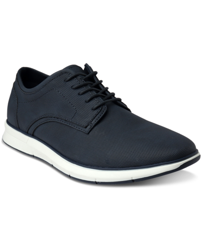 Shop Alfani Men's Dalton Textured Faux-leather Lace-up Sneakers, Created For Macy's In Blue