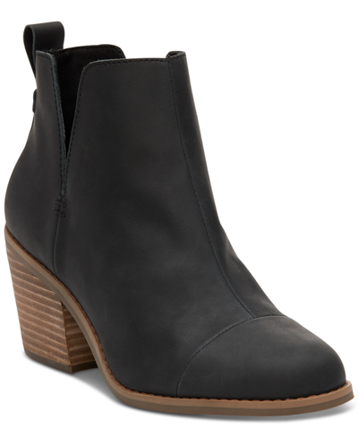 Shop Toms Women's Everly Cutout Block-heel Booties Women's Shoes In Black Leather