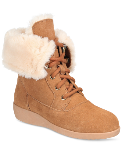 Shop Style & Co Women's Aubreyy Lace-up Winter Boots, Created For Macy's In Chestnut