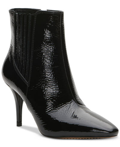 Shop Vince Camuto Women's Ambind Dress Booties Women's Shoes In Black Crinkle Patent