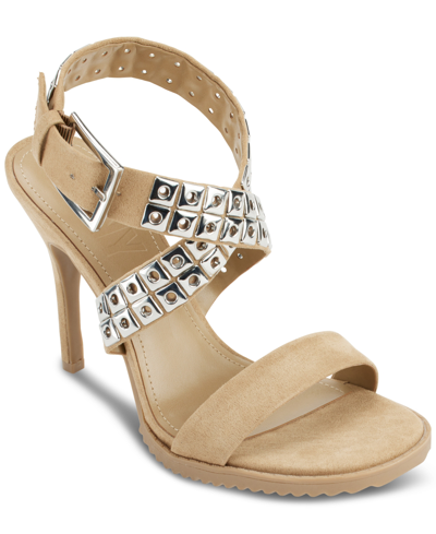 Shop Dkny Women's Aiden Crisscross Ankle-strap Dress Sandals In Taupe