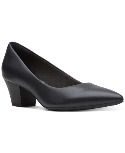 Shop Clarks Women's Teresa Step Block-heel Comfort Pumps In Black Leather