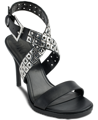 Shop Dkny Women's Aiden Crisscross Ankle-strap Dress Sandals In Black