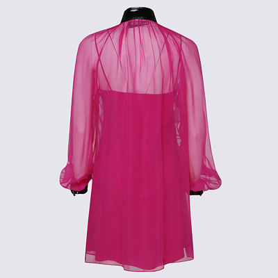 Shop Moschino Fuchsia Silk Chiffon Dress In Purple