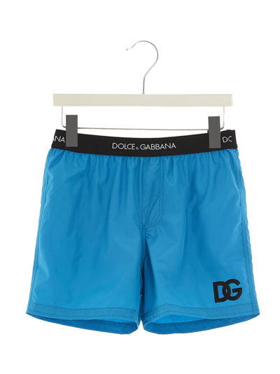 Shop Dolce & Gabbana Reborn To Live Swimming Shorts In Light Blue
