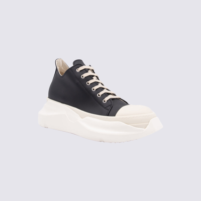 Shop Rick Owens Drkshdw White Leather Strobe Abstract Sneakers In Black/milk/milk