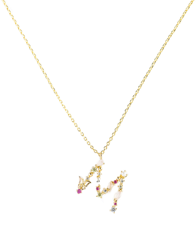 Shop Girls Crew Flutterfly Stone Initial Necklace In Gold-plated- M