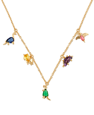 Shop Girls Crew Dino Rawr Necklace In Gold-plated