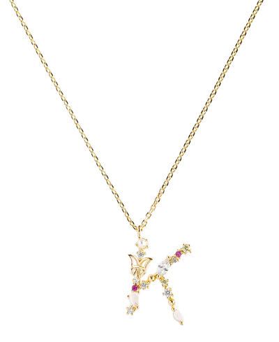 Shop Girls Crew Flutterfly Stone Initial Necklace In Gold-plated- K