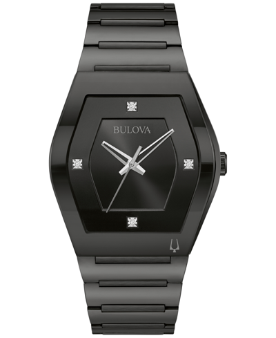 Shop Bulova Men's Modern Gemini Diamond Accent Black Ion-plated Stainless Steel Bracelet Watch 40mm