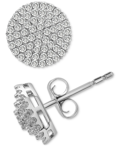 Shop Wrapped In Love Diamond Circle Stud Earrings (1 Ct. T.w.) In 14k White Gold, Created For Macy's
