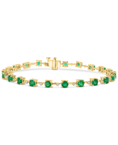 Shop Effy Collection Effy Emerald (2-1/2 Ct. T.w.) & Diamond (5/8 Ct. T.w.) Link Bracelet In 14k Gold