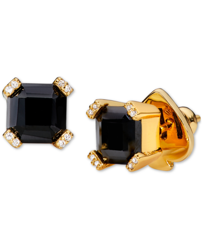 Shop Kate Spade Pave & Square Cubic Zirconia Stud Earrings In Jet/gold