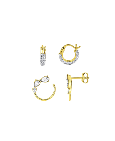 Shop And Now This Duo Crystal Earring, Set Of 2 In Gold Plated