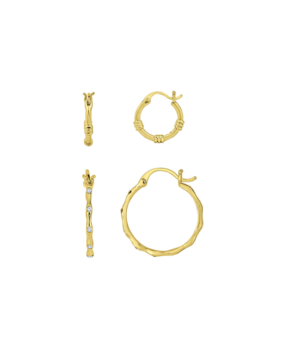 Shop And Now This Duo Crystal Hoop And Textured Hoop, Set Of 2 In Gold Plated