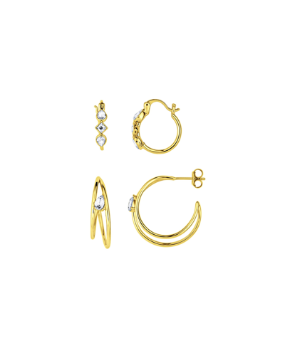 Shop And Now This Duo Crystal Hoop, Set Of 2 In Gold Plated