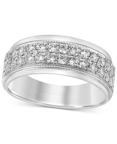 Shop Macy's Men's Diamond Double Row Ring (1 Ct. T.w.) In 10k White Gold