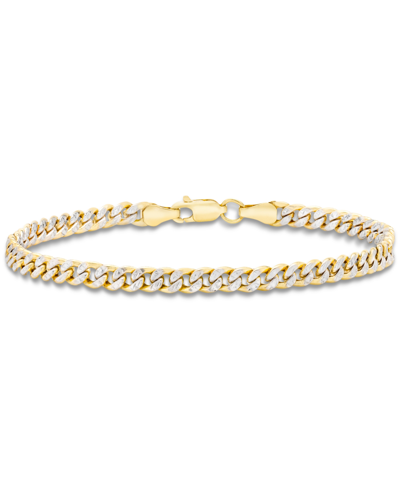 Shop Macy's Double-sided Cuban Link Chain Bracelet (4.5mm) In 10k Two-tone Gold