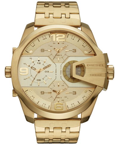Shop Diesel Men's Chronograph Uber Chief Gold-tone Stainless Steel Bracelet Watch 54mm